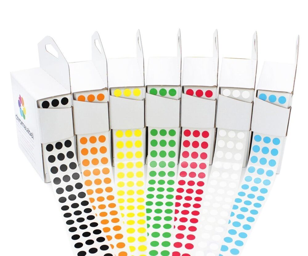 9671 0.25 inch Standard Color Code Dot Label Kit, 7 Assorted Colors, 1000